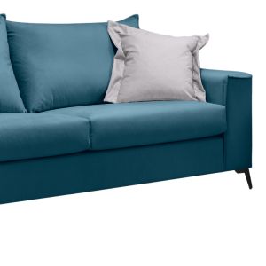 3-seater sofa Verona blue fabric with light gray cushions 225x93x100cm