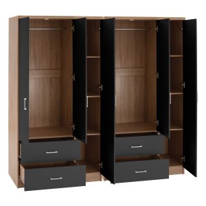 6-door wardrobe Caesar Hm21236.01 melamine in sonam color and dark gray 180x42.5x181cm.