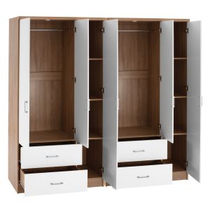 6-door wardrobe Caesar Hm21236.02 melamine in sonam color and white 180x42.5x181cm.