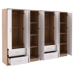 8-door wardrobe Briana Hm21237.02 melamine in sonam and white 241x42.5x180.5hcm.