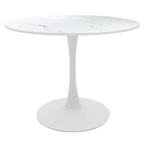 Aurora-balou I dining table set of 5 Pp-mdf in white marble color D120x75cm