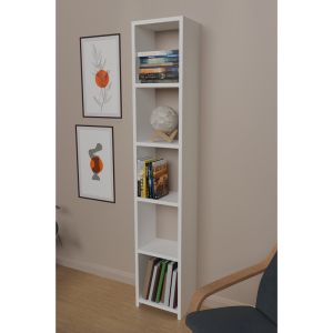 Barzine melamine cabinet in white shade 27.6x19.5x150cm