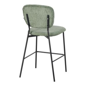 Cathair бар стол букле плат в зелен цвят с черни метални крака 48x54x100см
