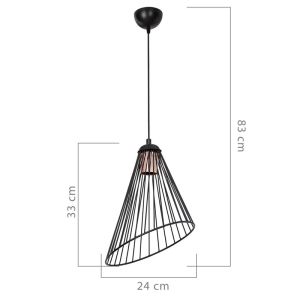 Ceiling Light Pwl-1192 E27 Black D24x83cm