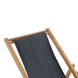 Chaise Longue Xurian Acacia Wood Natural-cloth Pvc Black