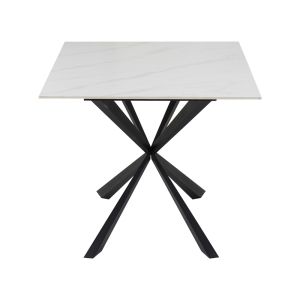Cozline table white marble sintered stone-leg black metal 180x90x76cm