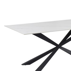 Cozline table white marble sintered stone-leg black metal 180x90x76cm