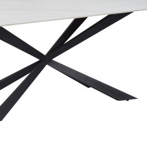 Cozline table white marble sintered stone-leg black metal 180x90x76cm