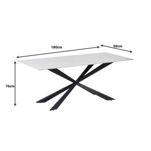 Cozline table white marble sintered stone-leg black metal 180x90x76cm