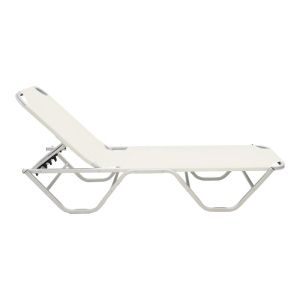Dessie шезлонгг алуминиев текстилен почти бял 56x188x30см