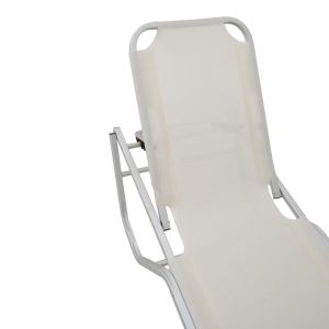 Dessie шезлонгг алуминиев текстилен почти бял 56x188x30см