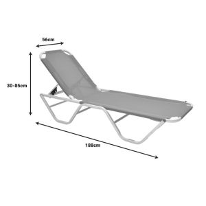 Dessie шезлонгг алуминиев текстилен почти бял 56x188x30см