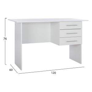 Ensley Hm2029,05 melamine desk with 3 drawers white 120x60x76cm