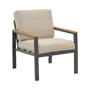 Fashionable Living Room Set Of 4 Pieces Fabric In Gray Shade And Aluminum In Anthracite Shade