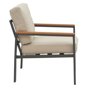 Fashionable Living Room Set Of 4 Pieces Fabric In Gray Shade And Aluminum In Anthracite Shade
