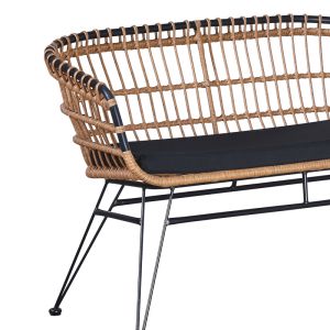 Garden Sofa 2 Seater Naoki With Cushion Pe Natural-metal Black 148x70x72cm
