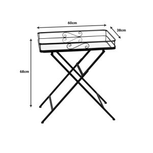 Joene table black metal-mirror glass 60x38x68cm