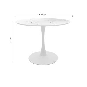 Julita-balou I dining table set of 5 Pp-mdf in white marble color D120x75cm