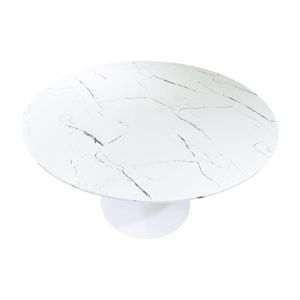 Julita-balou I dining table set of 5 Pp-mdf in white marble color D120x75cm