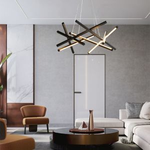 LED METAL CHANDELIER LUMINIS WITH BLACK LAMPSHADE 85X85X40CM