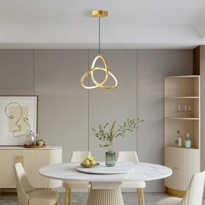 LED METAL CHANDELIER TRINITY WITH GOLDEN LAMPSHADE, SIZE 22X100 CM