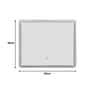 Led mirror Quadrou, Pp-aluminum, 60x3x50cm