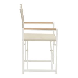 Mabu-synergy dining table set with 3 white chairs, aluminum and plywood in natural color 80x80x74cm