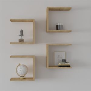 Perari 4pcs wall shelf in oak shade 30x19.6x30cm