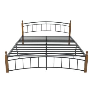 Queen Size легло Clarive цвят орех дърво-черен метал 160x200см