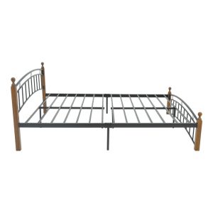 Queen Size легло Clarive цвят орех дърво-черен метал 160x200см