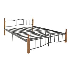 Queen Size легло Faryn орех каучуково дърво-черен метал 150x200cm