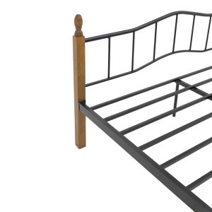 Queen Size легло Faryn орех каучуково дърво-черен метал 150x200cm