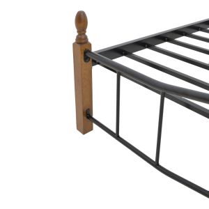 Queen Size легло Faryn орех каучуково дърво-черен метал 150x200cm