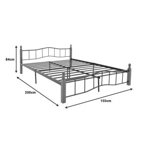 Queen Size легло Faryn орех каучуково дърво-черен метал 150x200cm