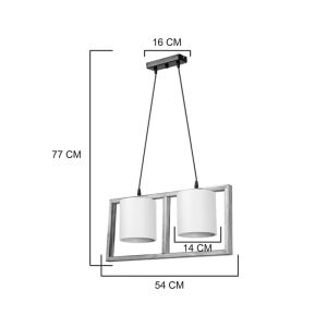 Sereda double chandelier E14 in brown-cream lampshade 54x14x27cm