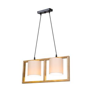 Sereda double chandelier E14 in brown-cream lampshade 54x14x27cm