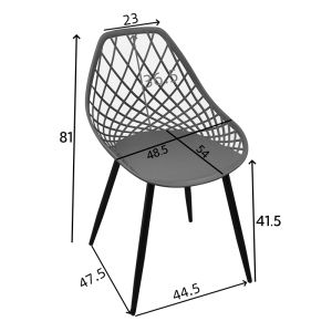 Suan chair in white shade and black metal leg 56x49x82cm