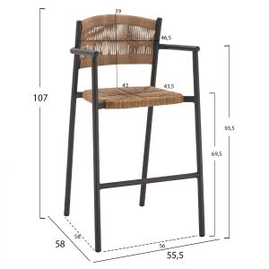 Алуминиев бар стол Hm5785,02 55,5x58x107cm
