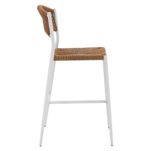 Алуминиев бар стол бял с кафеви въжета Hm5789,01 45,5x56x111cm
