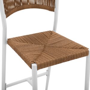 Алуминиев бар стол бял с кафеви въжета Hm5789,01 45,5x56x111cm