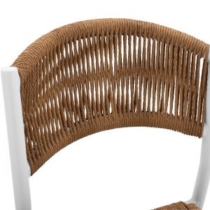 Алуминиев бар стол бял с кафеви въжета Hm5789,01 45,5x56x111cm
