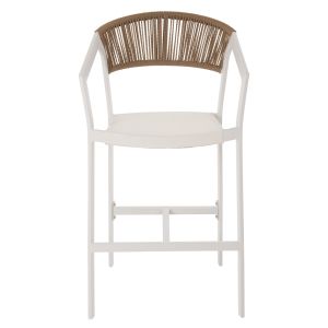 Алуминиев бар стол с подлакътници бял цвят Hm5892,12 Medium Height 57x61x103hcm
