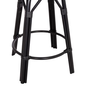 Aluminum medium bar stool Chino Hm6286.02 bamboo look and textile in black Φ43x65hcm.