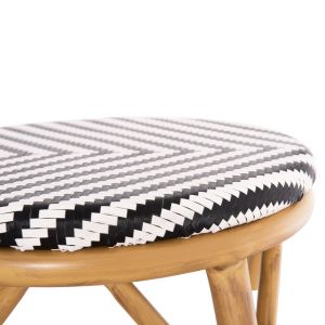 Aluminum medium bar stool Chino Hm6286.03 bamboo look and black textile 43x43x65hcm.