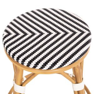 Aluminum medium bar stool Chino Hm6286.03 bamboo look and black textile 43x43x65hcm.