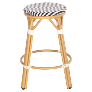Aluminum medium bar stool Chino Hm6286.03 bamboo look and black textile 43x43x65hcm.