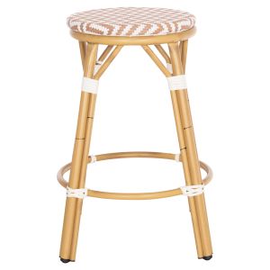 Aluminum medium bar stool Chino Hm6286.04 bamboo look in natural and textile 43x43x65hcm.