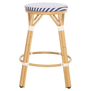 Aluminum medium bar stool Chino Hm6286.05 bamboo look and textile in blue 43x43x65hcm.