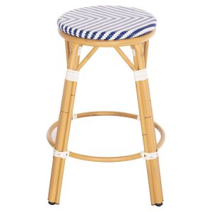 Aluminum medium bar stool Chino Hm6286.05 bamboo look and textile in blue 43x43x65hcm.