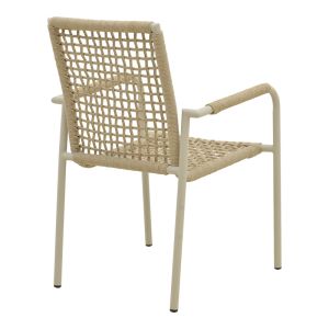 ALUMINUM CHAIR ESENCE IN WHITE-POLYETHYLENE ROPE IN BEIGE NUANCE 56X61.5X87.5 CM